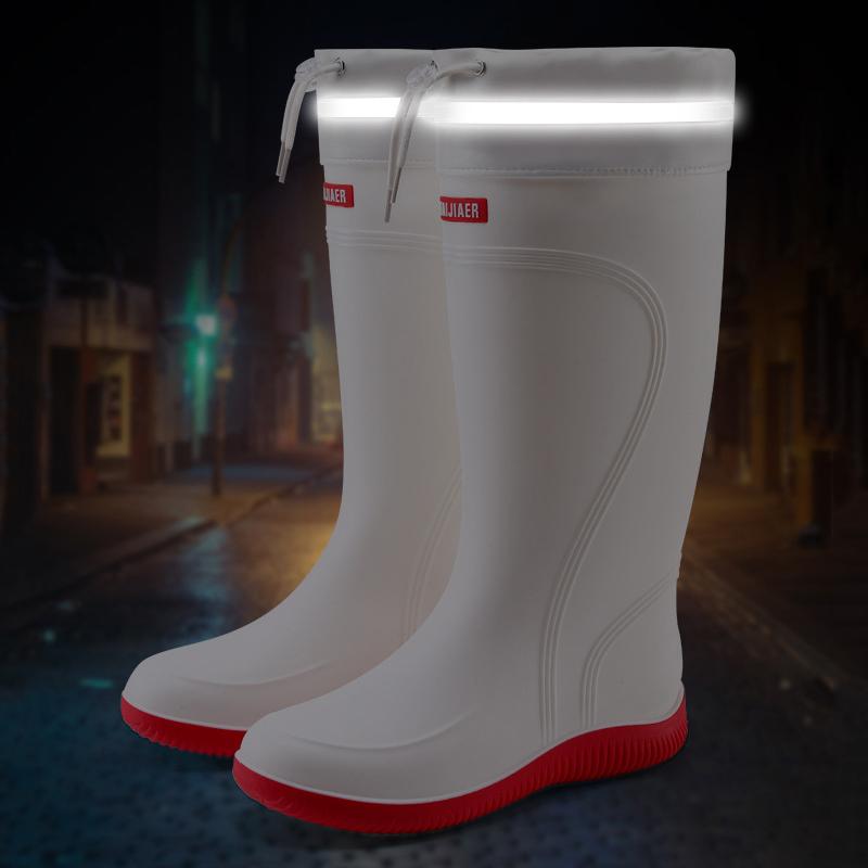 Men's High-Top White PVC Rain Boots Food Factory Work Shoes Long-Tube Rubber Shoes For Rain And Labor Protection Shoes