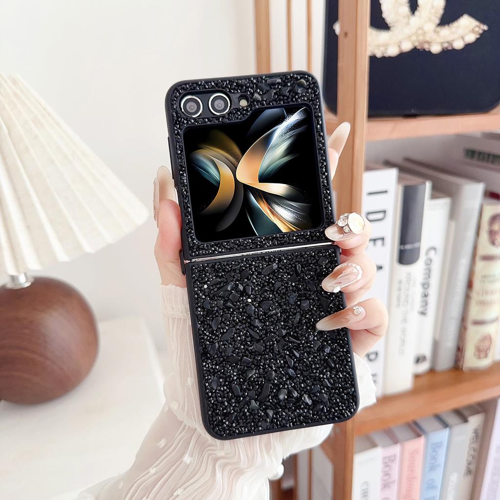 Sparkling Diamond Brilliant TPU Soft Edge Phone Case for Samsung Galaxy Z Flip 7 6 5 4 3 Flip7 Flip6 Skin Feel Protective Cover
