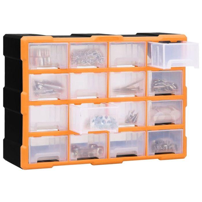 Organisateur multi-tiroirs - VIDAXL - 52x16x37 cm - Bois - 16 tiroirs - Bureau contemporain