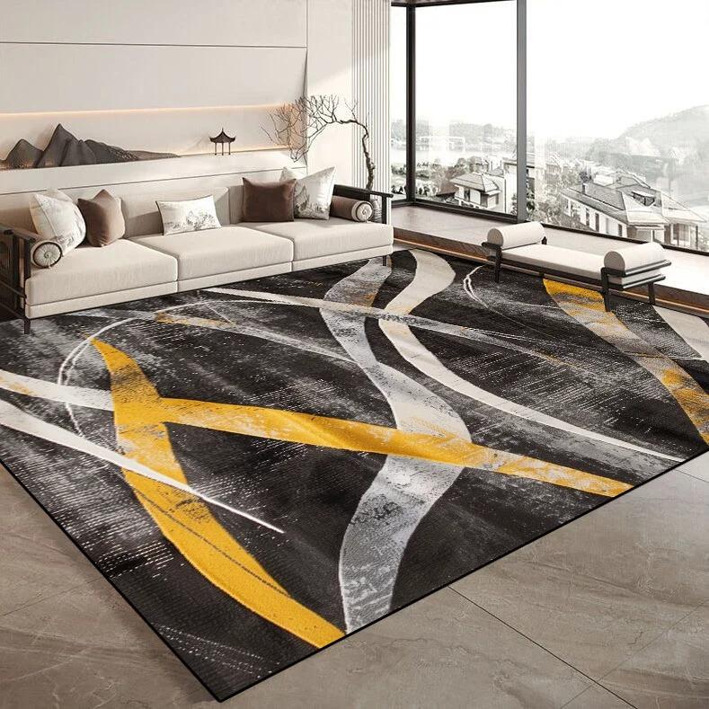 Tappeto Nordico Arancione Marrone per Soggiorno, Decorazione Lusso Leggero, Facile da Pulire, Tappeti Morbidi per Camera da Letto, Tappetino Antiscivolo