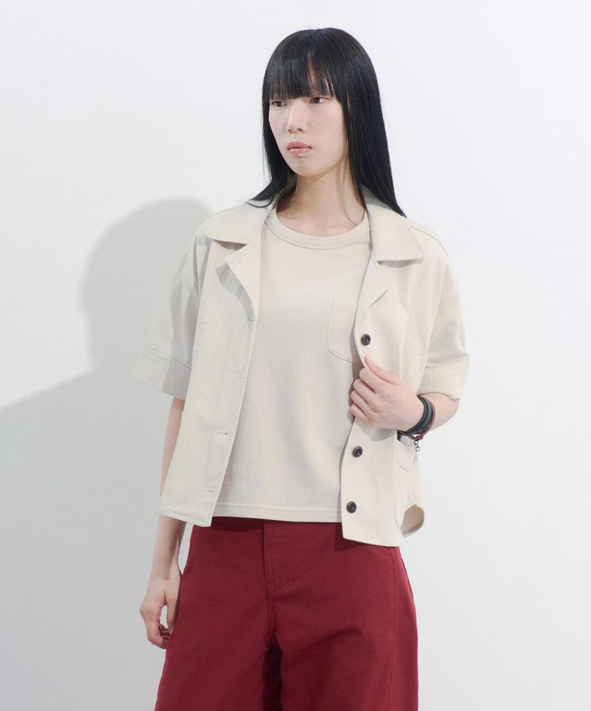 Poseuteupeulei (Women'S) French Work Short Sleeve Shirt_Ivory