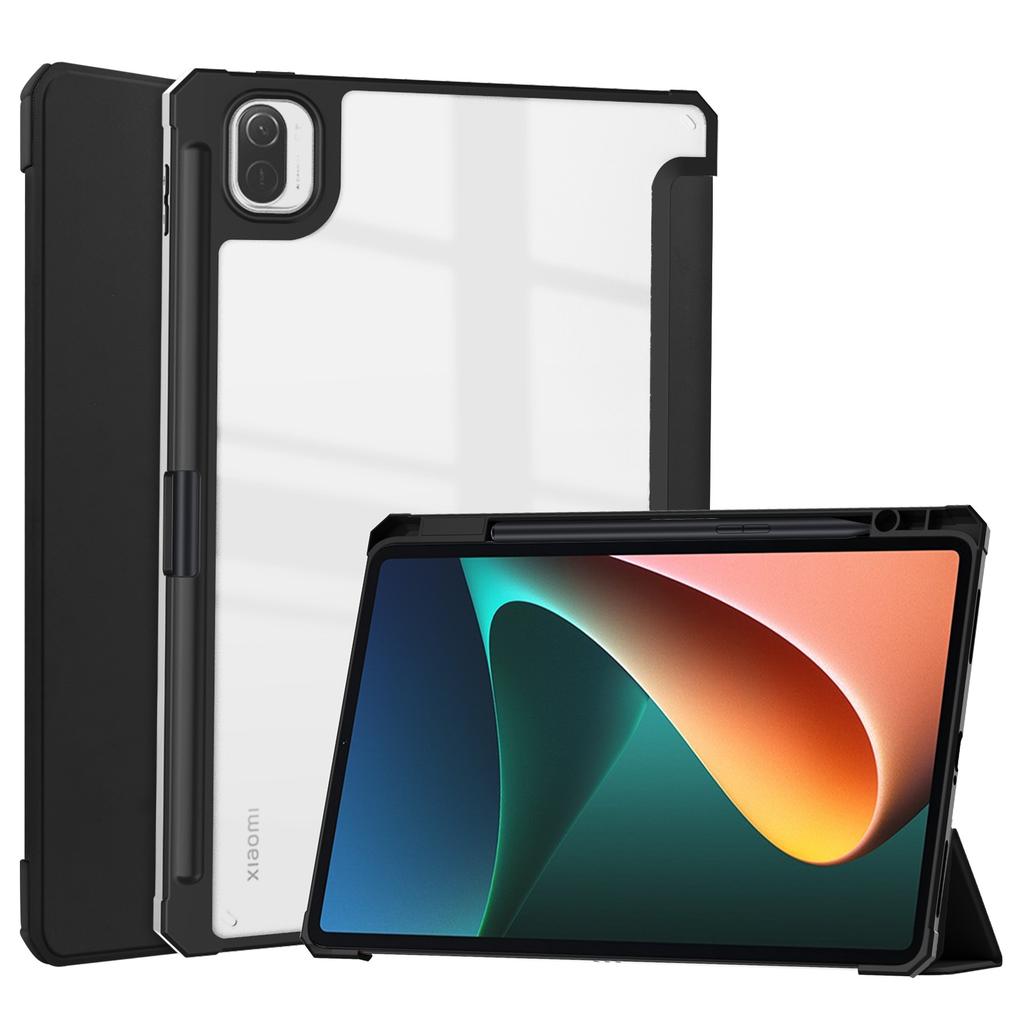 Luxury for Xiaomi MiPad Mi Pad 5 Pro Mi Pad 5 Transparent Back PU Leather Smart Cover with Pencil Holder Case for Tablets