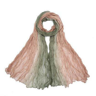 Écharpe Froissée Dégradée Pour Femmes Filles Étudiantes Nouvelle Écharpes Patchwork Minces en Coton Voile Doux Tricot Châle Féminin Enveloppant Châles