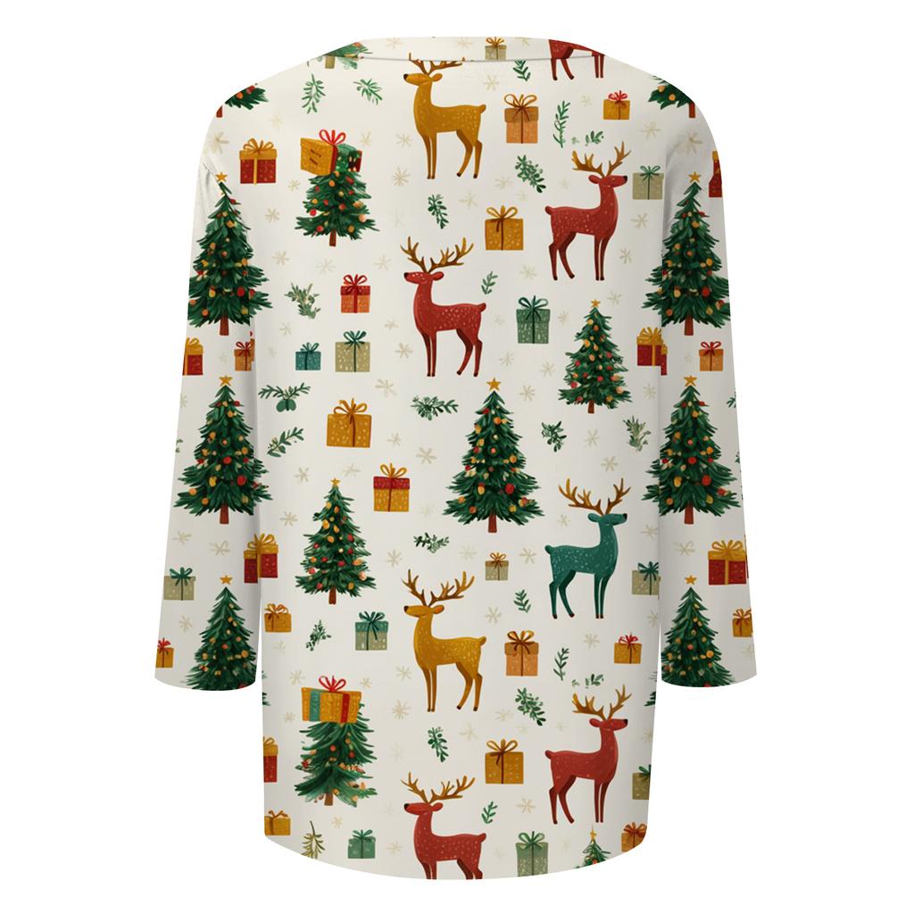 Dámské topy Tříčtvrteční rukáv Košile Výstřih do V Volná Ležérní košile Potisk Tričko