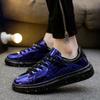 Trendy Patent Leather Glossy Men's Shoes Cold Adhesive Year Round Mirror Punk Style White Sneakers Casual Shoes