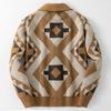 Men's Retro Jacquard Knit Cardigan Sweater - Autumn/Winter Collection SY0057