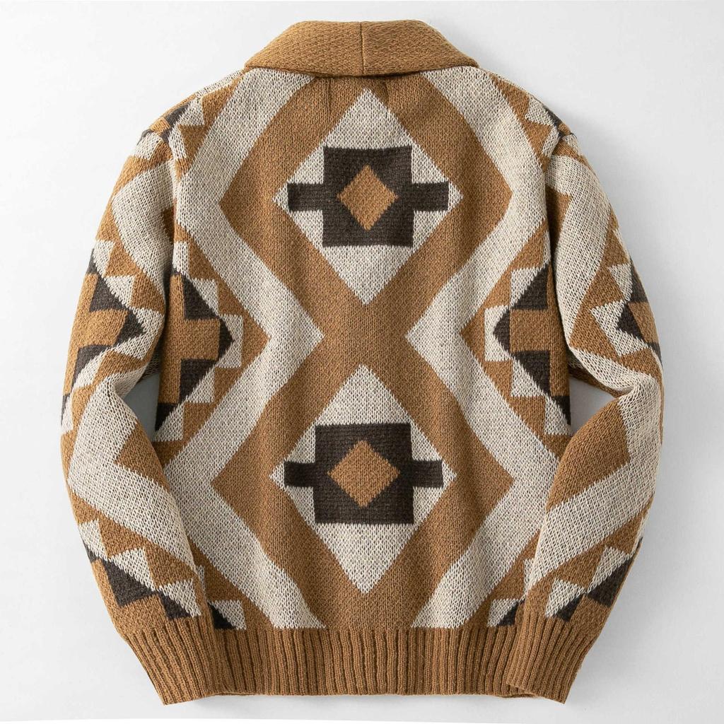 Men's Retro Jacquard Knit Cardigan Sweater - Autumn/Winter Collection SY0057