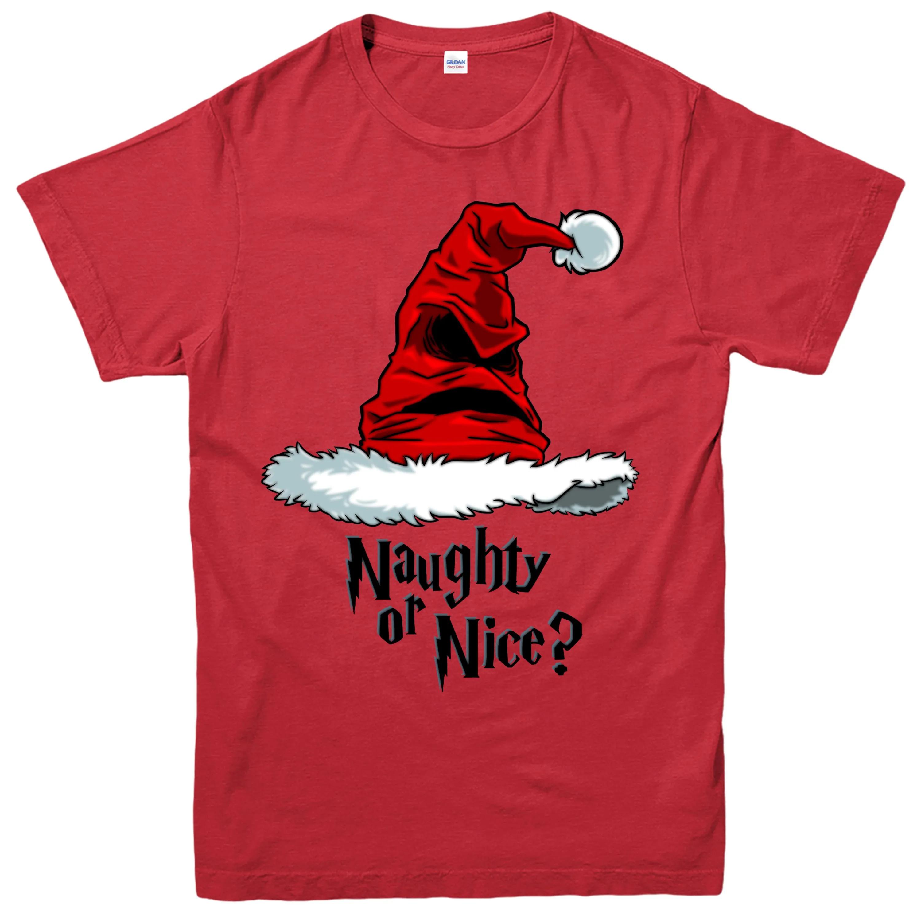 Naughty or Nice Christmas TShirt Sorting Hat Harry Festive Adult Tee Top S