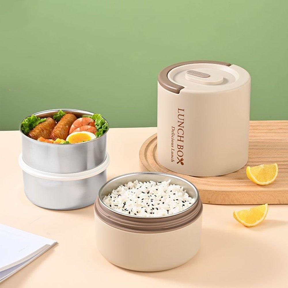 Round Thermal Lunch Box Large Capacity Insulated Lunch Box Practical Food Container  Office