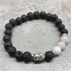 Lava Stone Bracelet With Buddha Rose Quartz