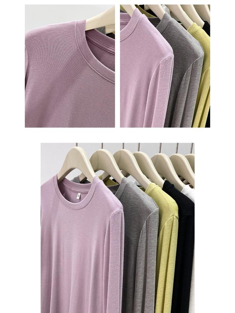 Damen Modal Weich Langarm Schlankmachendes Basisschicht T-Shirt für Frühling 2025