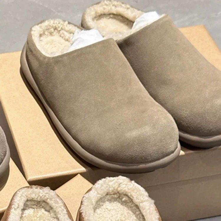 [Armano] Petit sac à chaussures de patate tête pantoufles moelleuses femmes portent muller bout pointu bottes de neige en hiver