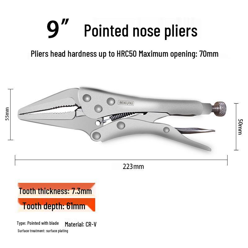 Multi-Function C-Type Folding Vise Grip Pliers with Flat, Round, and Needle-Nose Jaws, Automatic Fastening Clamp.