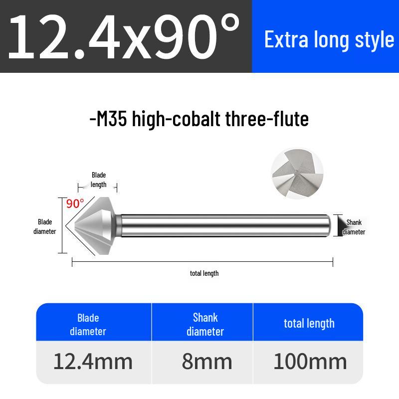 Cobalt Titanium-Plated Chamfering Drill for Stainless Steel - Single/Triple-Edge Countersink & Deburring Tool.