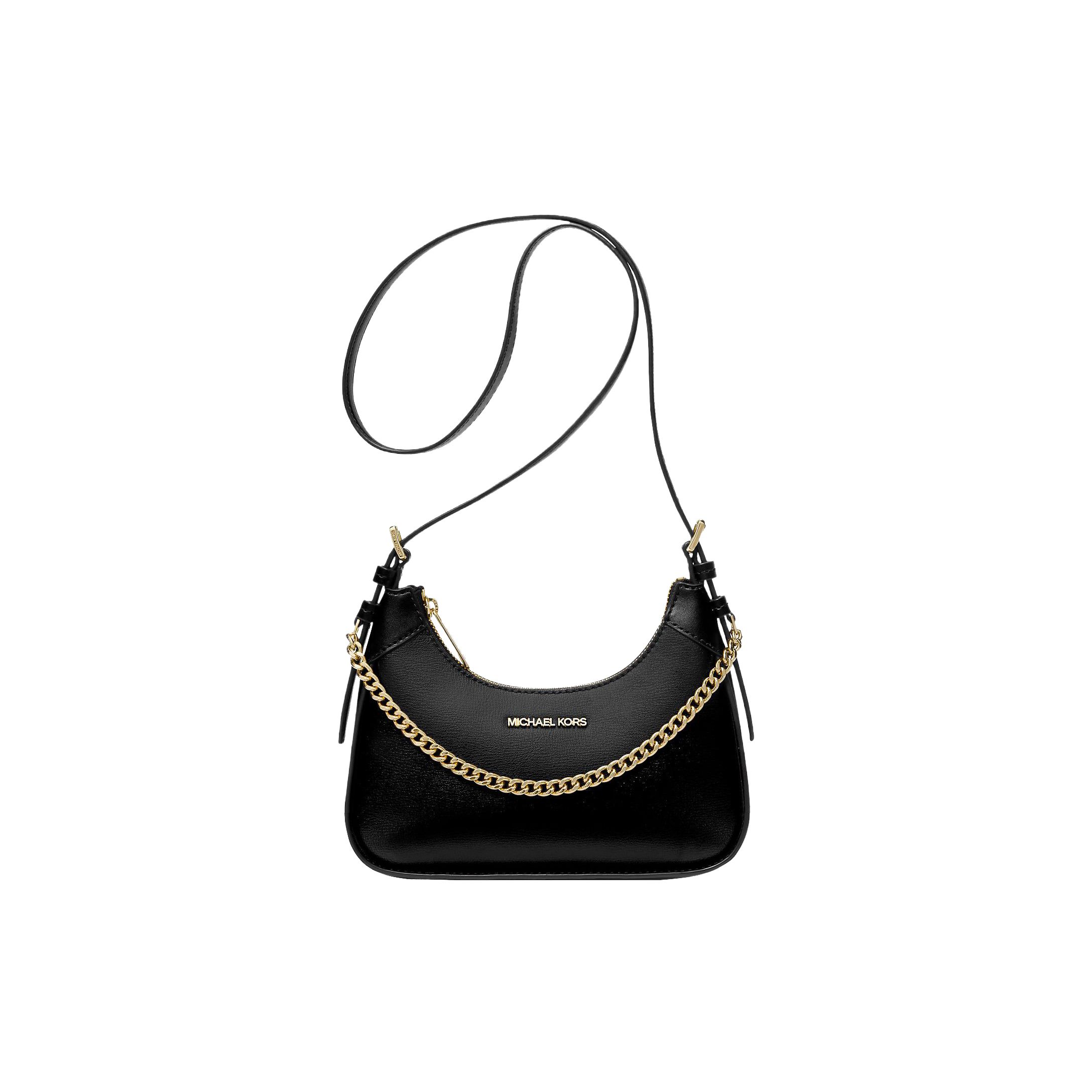 

Michael Kors MK Wilma Minimalist Solid Color Logo Chain Zip Closure Leather Shoulder Bag Women shoulder bag Black 35H3G3WC5L-001 Basic Set (Bag+Dust Bag)