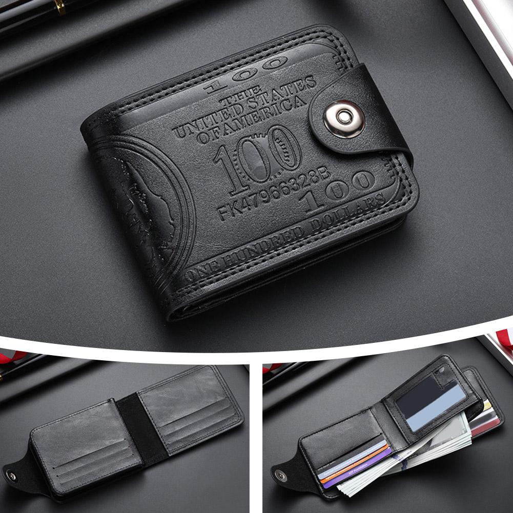 US Dollar Pattern Men's Wallet - Retro Multi-Card PU Wallet Compact Portable Design Multiple Slots for Cards Men's Wallet