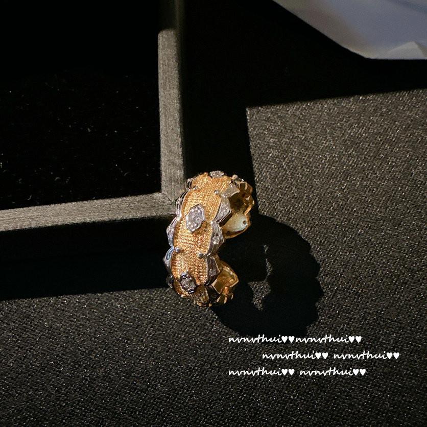 Twilight Yellow Wheat Ear Gemstone Ring Vintage Plated 18K Cicada Flower Canary Tourmaline Color Zircon Ring opening adjustable