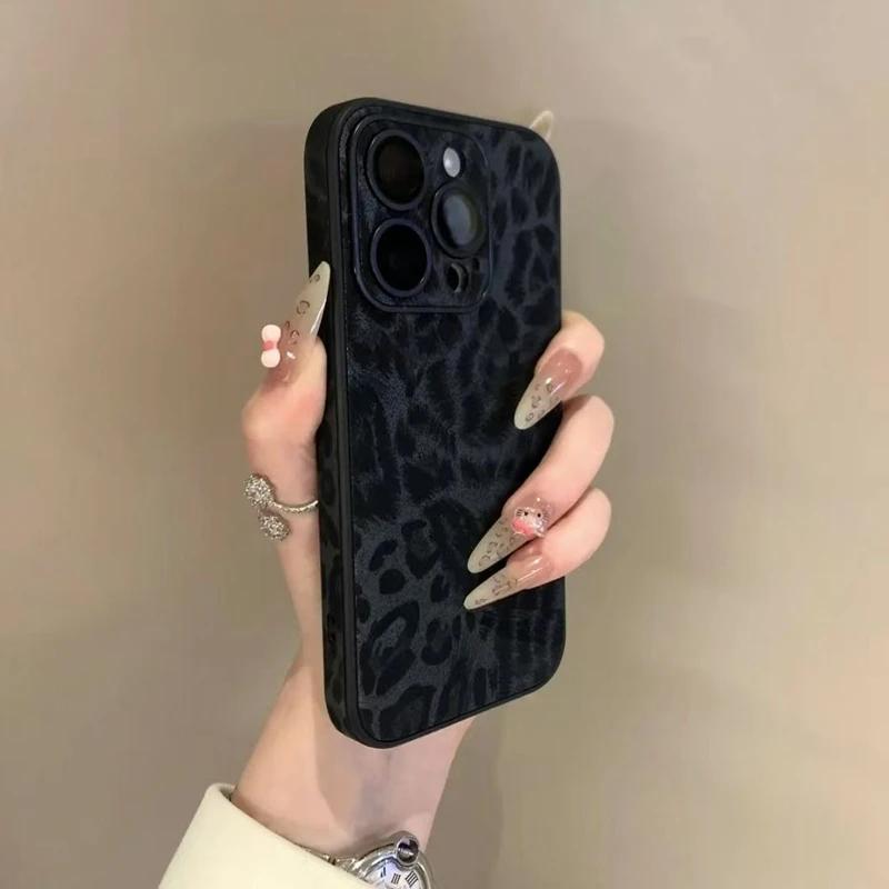 Luxury Leopard Print Phone Case For 11 12 13 14 15 16 Pro Max Plus Bumber Back Cases Cover
