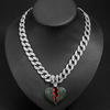 Street Hip-hop Style, Broken Personality, Cracked Heart Pendant, Hanging Chain, HIPHOP15mm Watch Buckle, Cuban Necklace