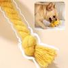Plush Ball Dog Chew Toy Boredom Stress Relief Bite Resistant Squeaky Cartoon Ball Toy with Cotton Rope Pet Teething Cleaning Toy