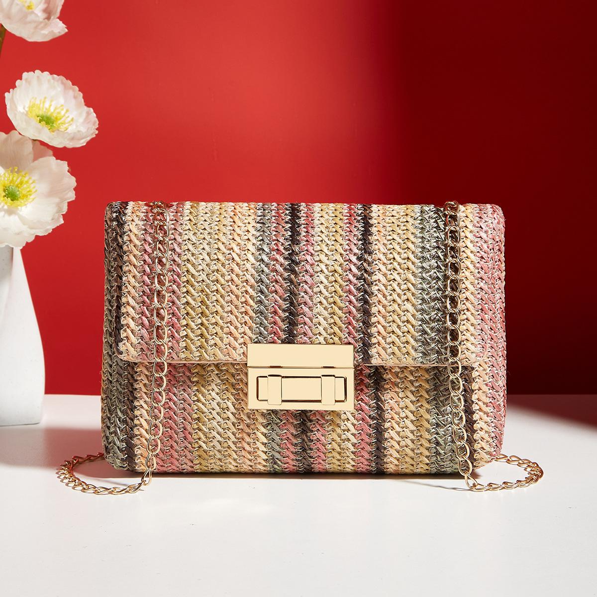 

Трендовая женская соломенная сумка кроссбоди в корейском стиле 2024 года с застежкой-замком