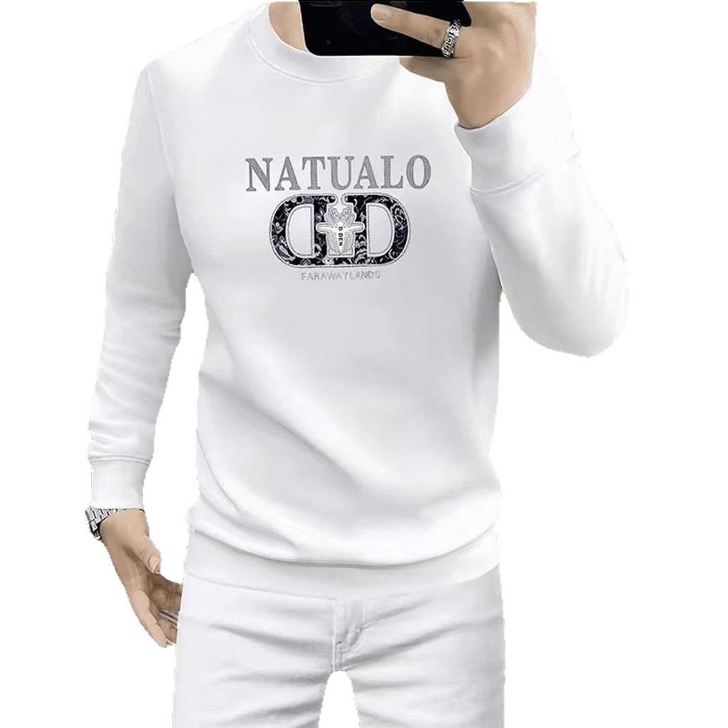 Men's 3D Letter Long-Sleeve Round Neck T-Shirt - Trendy European Autumn Fashion