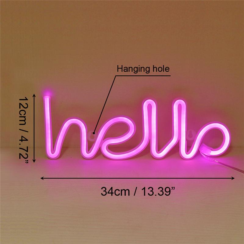 Night Light Neon Alphabet Hello Neon Lights For Birthday Wedding Party Bedroom Wall Hanging Decor Light Night