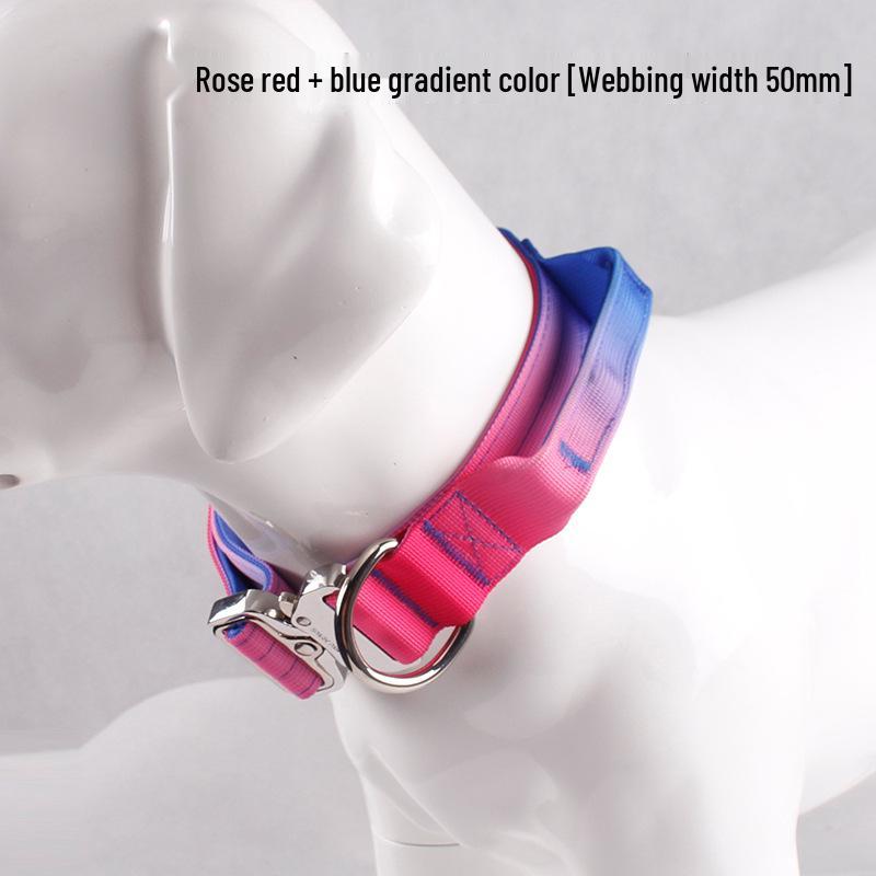 Gradient Color Explosion-Proof Tactical Dog Collar and Leash for Large Dogs
