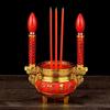 Buddha Offering Electric Candelabra: Complete Set with Incense Burner and Everlasting Lamp for Home Use