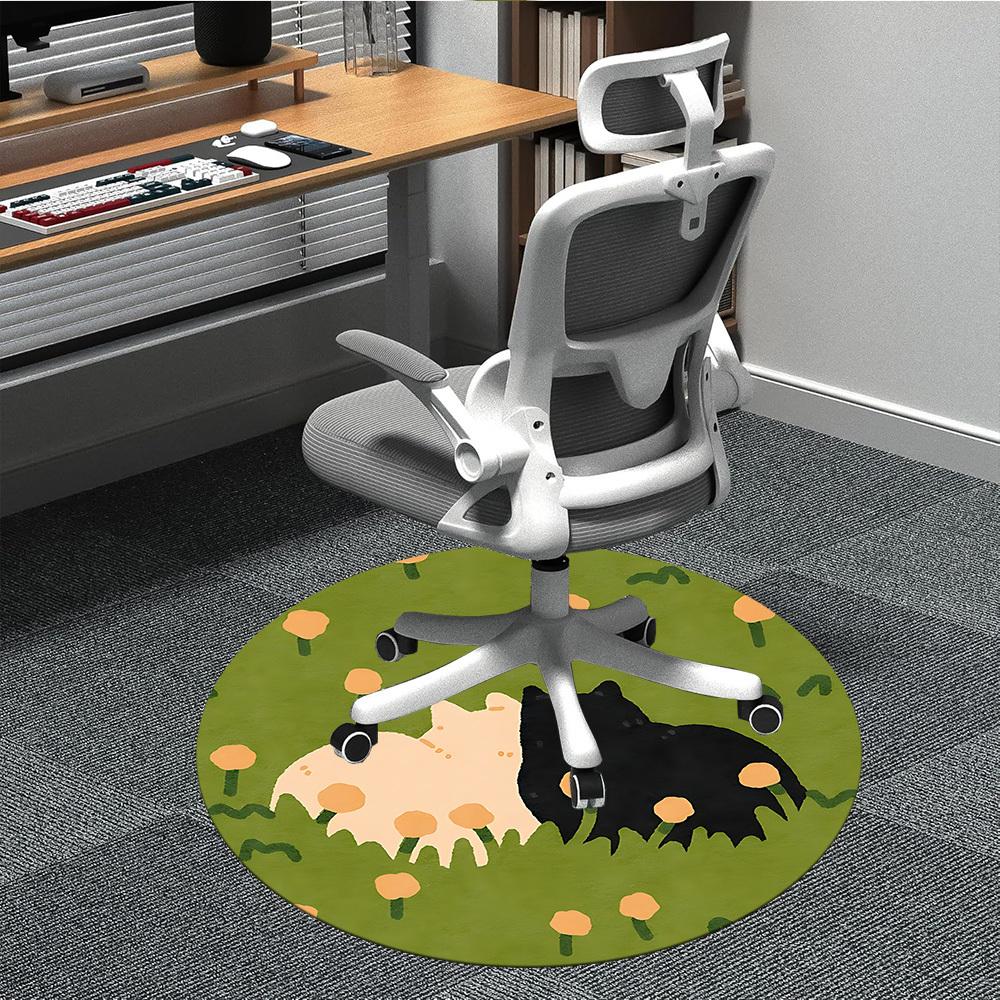 1pc Cat "Paw" Office Round Area Rug, Under Office Chairs Bedroom Living Room Home Decor, Room Deco, Available in Various Sizes
