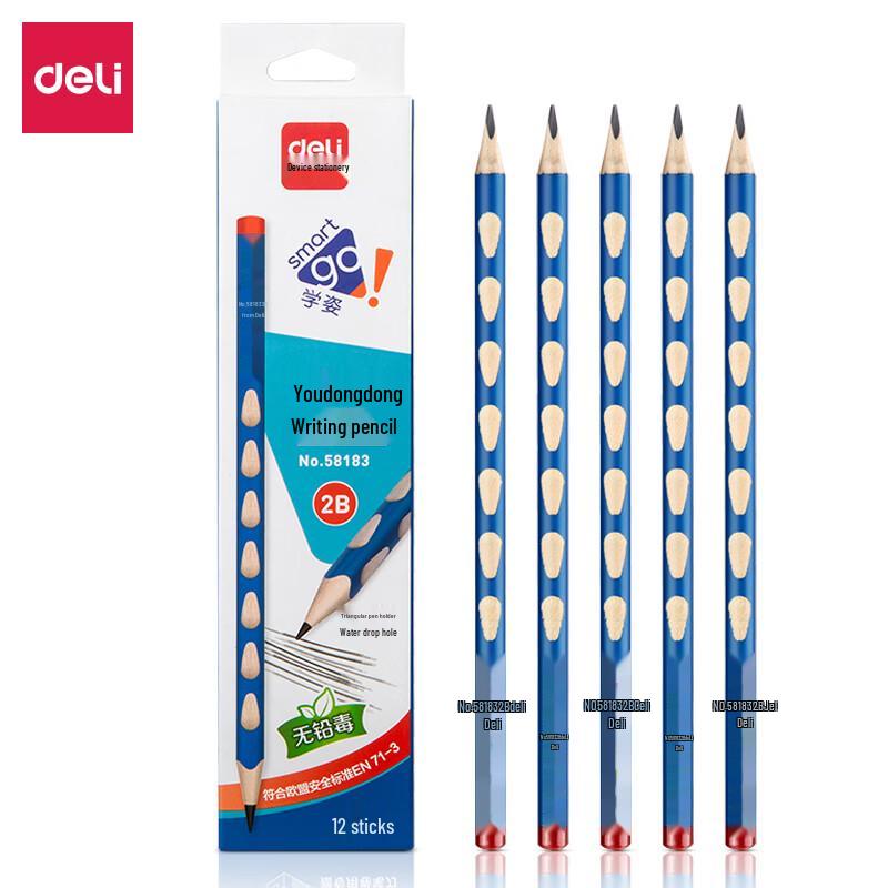 Deli 58183 Ergonomic Triangular 2B Writing Pencils