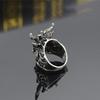 Adjustable Sterling Goat Head Pentagram Ring Men Women Vintage Punk Statement Jewelry