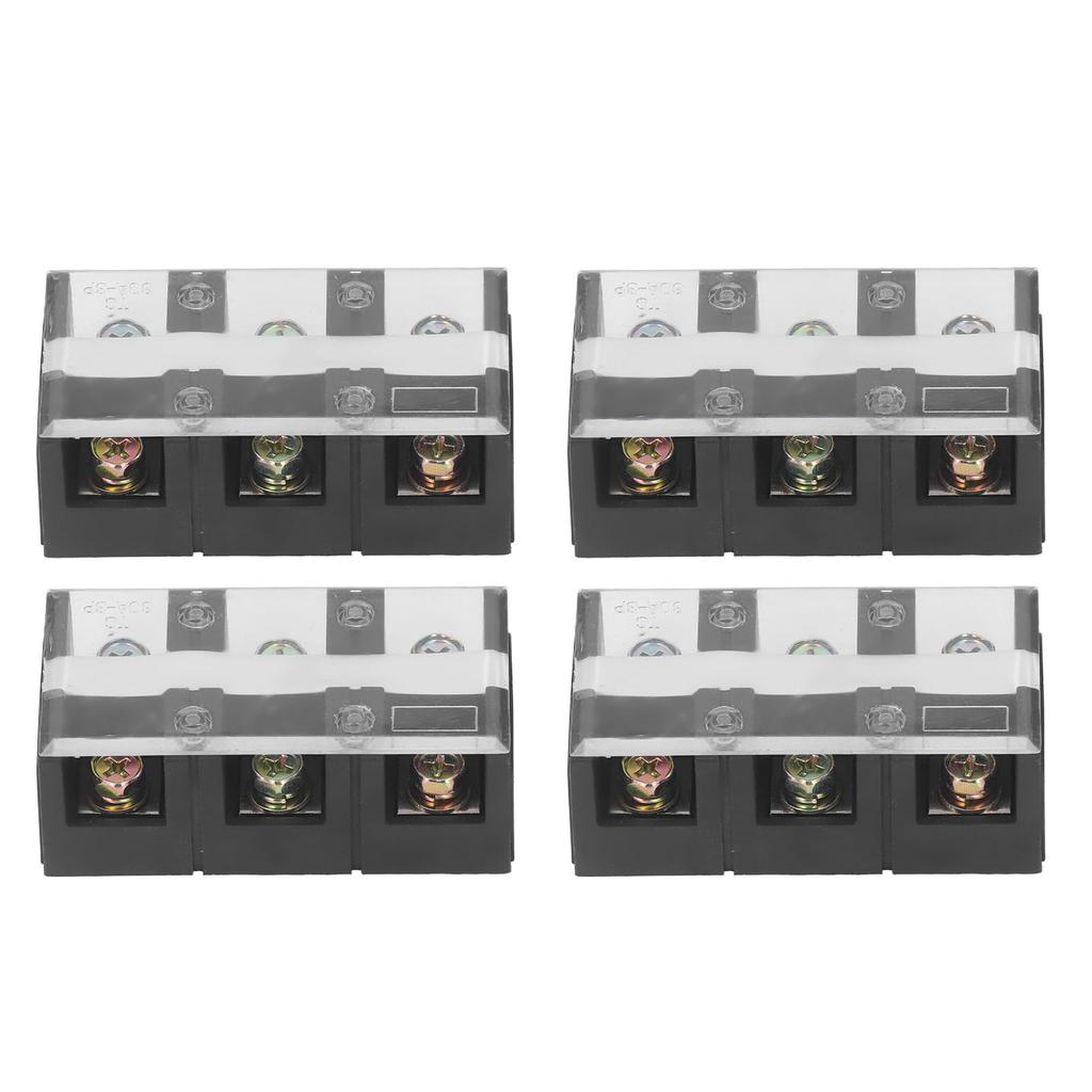 4pcs Wire Barrier Block Terminal Strip Professional TC Fixed Dual Row Covered Terminal Strip 600V 60A 3 Bits (603)