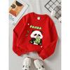 European Sizes Kids' Round-Neck Hoodie | Panda Eating Bamboo Rayon Leaf, Green Background,  , Sportswear and Casual Wear