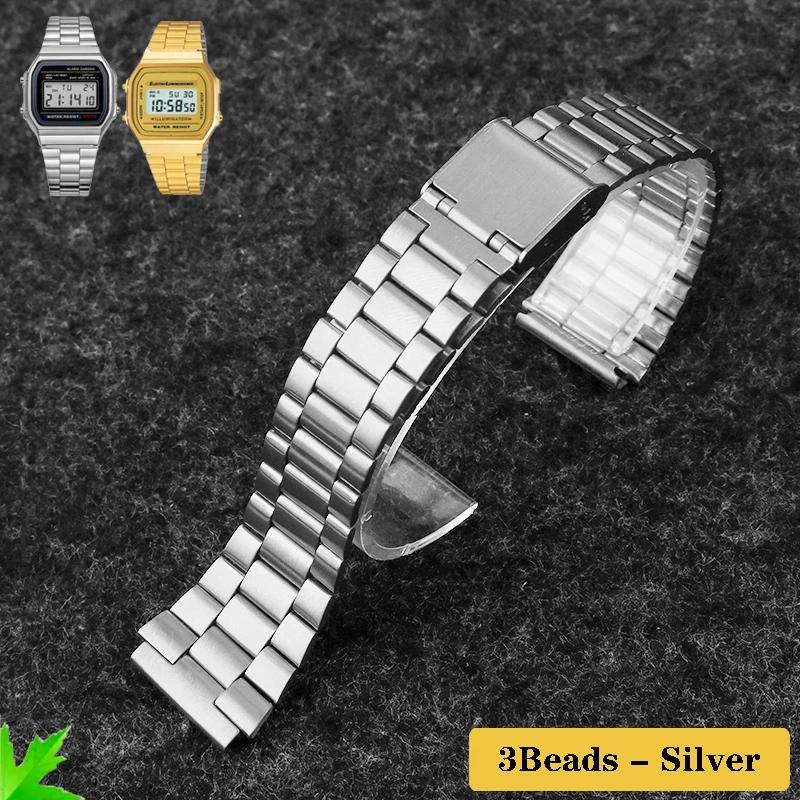 Тонкий стальной ремешок для часов Casio стальной наручный ремешок a158 / a159 / A168 /a169 /b650 /aq230/ 700 маленькая золотая серия часов 18 мм Ремешок 18mm