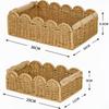 Wooden Handles Storage Basket Scalloped Edge Decor Basket Paper Rope Basket  Home Decor