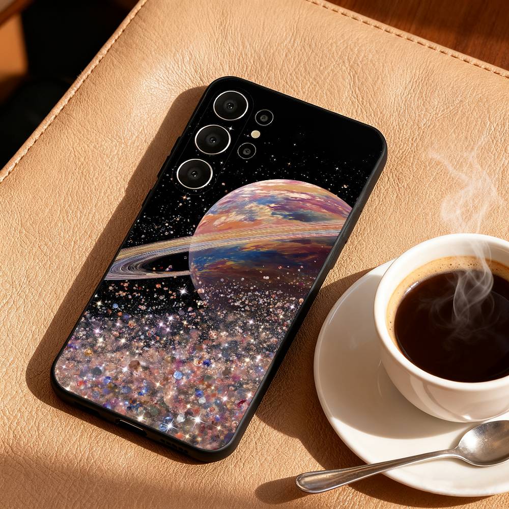 S-Saturn S-Solar system Phone Case For Samsung S26,S25,24,23,22,30,21,10,9,Ultra,Plus,Lite,Black Soft Case