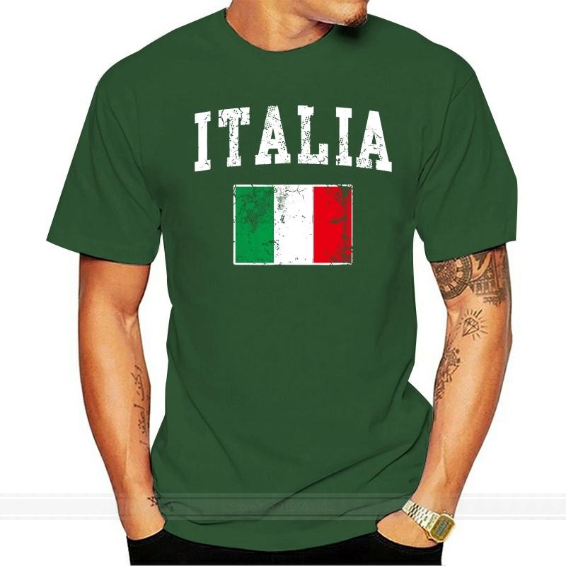 Vintage Italia Italská vlajka Itálie Tričko Pánská trička Letní styl Móda Swag Pánská trička