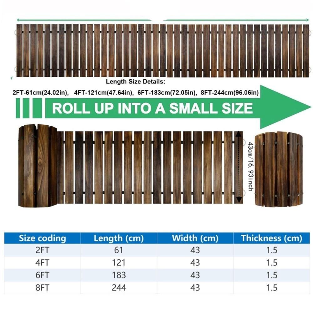 Weather-Resistant Wooden Garden Pathway Roll Out Non-Slip Roll Out Walkway Hardwood Pavers Curved Walkway Outdoor Walkway Mat