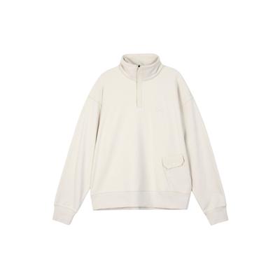 Solid Color Fleece Half-Zip Stand Collar Long Sleeve Sweatshirt Men Sweatshirt Beige 1387976-273