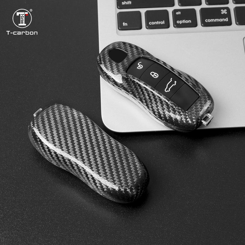 Echte Carbonfaser Auto Fernbedienung Schlüsselanhänger Hülle Abdeckung für Porsche Macan 911 Panamera Cayenne Boxster 986 987 981 Zubehör