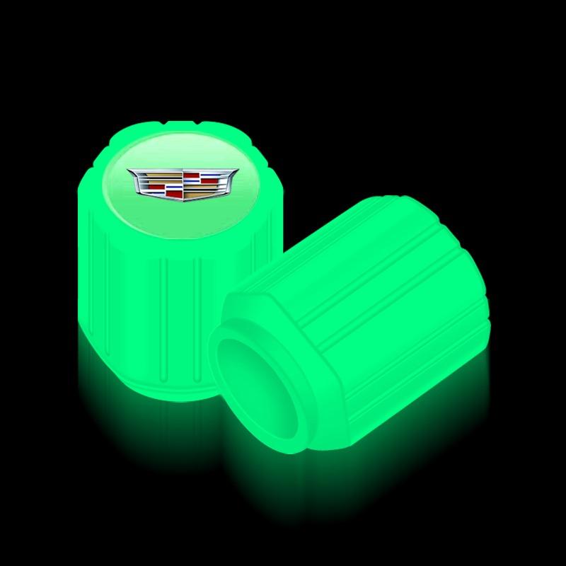 Car Sticker SMotorcycle Tire Wheel Valve Cap Covers Luminous For Cadillac Escalade Tiburon Deville Seville XT5 XTS CTS BLS SLS DTS SRX Metal
