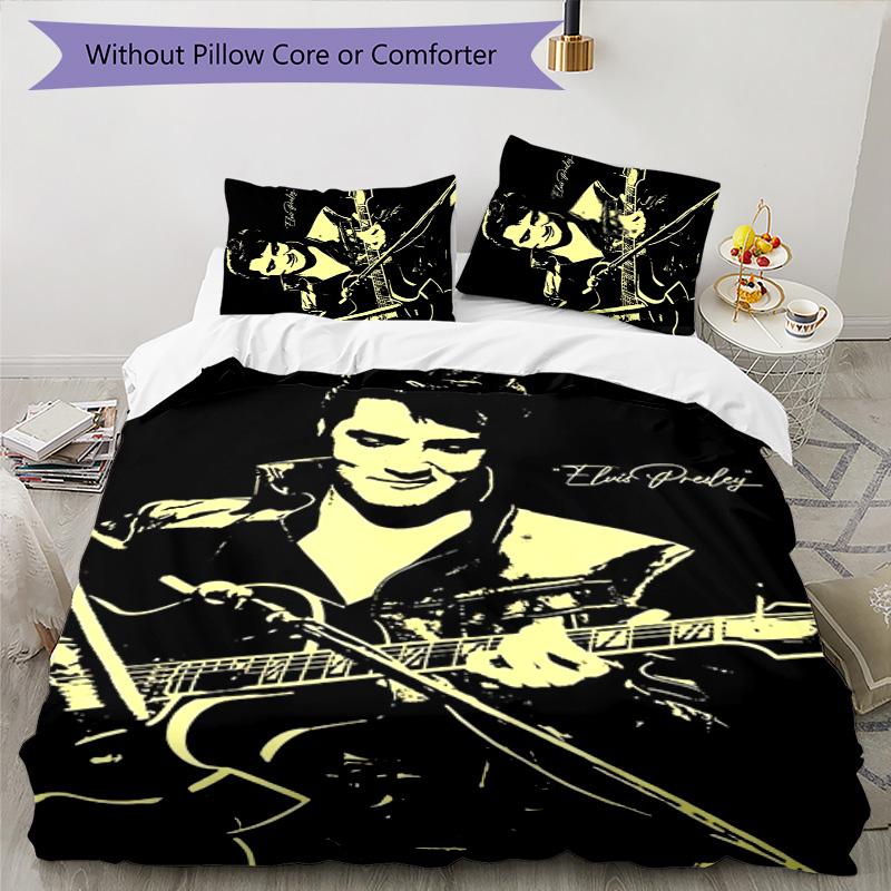 Elvis 3pcs Bedding Set Duvet Cover Closure Includes 1 Duvet Cover & 2 Pillowcases for All Seasons Bedroom Home Dorm Decor
