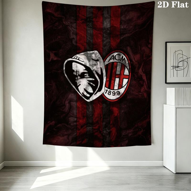 Arazzo da Parete AC Milan Appeso Estetico a Parete Coperta in Tessuto Stampato Arazzi Decorativi per Camera da Letto Soggiorno Decorazioni per la Casa