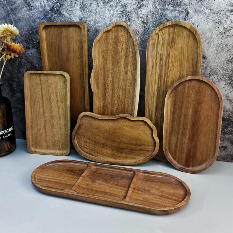 Wooden Tray Cloud Shaped Tea Mat Dessert Plate Cafe Cake Plate Snack Dish Tableware Solid Wood Food Tray Rectangle Tableware Mat