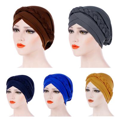 Women India Hat Muslim Solid One Tail Chemo  Scarf  Warm Wrap Cap