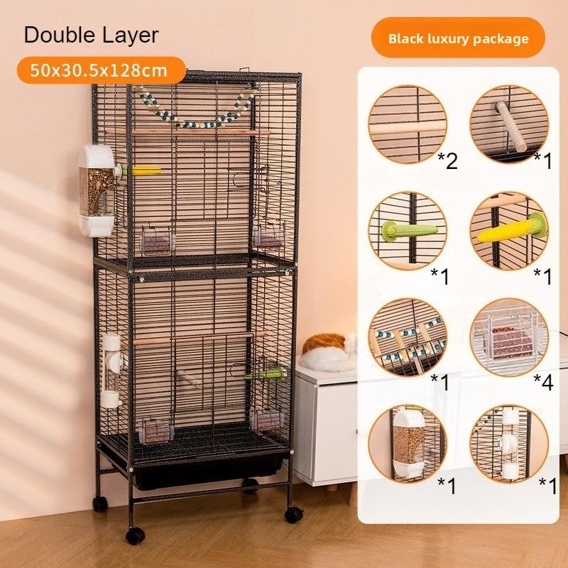 Luxury Bird Cage Large Parrot Birds Cages Accessories Drawer Wheels Birds Houses Lock Parrots Pigeon Feeder Birdcage Supplies