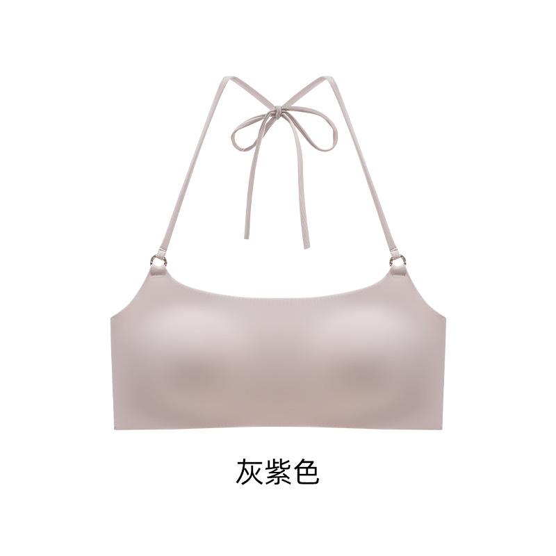 Women Halter Neck Backless Invisible Seamless Thin Strap Push Up Bra