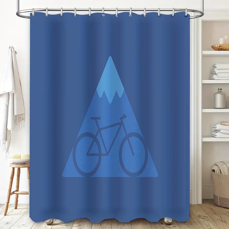 Bicycle Shower Curtain Waterproof Vintage Mountain Bike Cycling Decor Washable Bathroom Fabric Backdrop