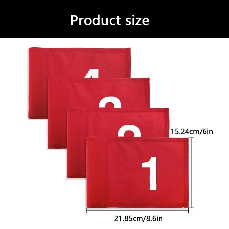 4Pcs Numbered Golf Practice Flag With Clear 1, 2, 3, 4 Numerals Oxford Cloth Small Putting Golf Flags Easy to Use